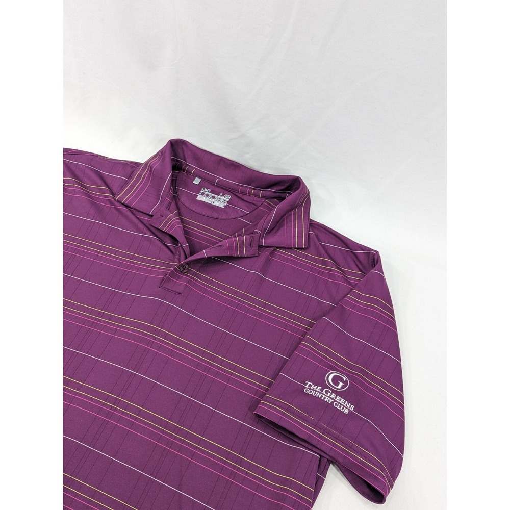 Under Armour Golf The Greens country Club L Purple Striped Polo Men's EUC